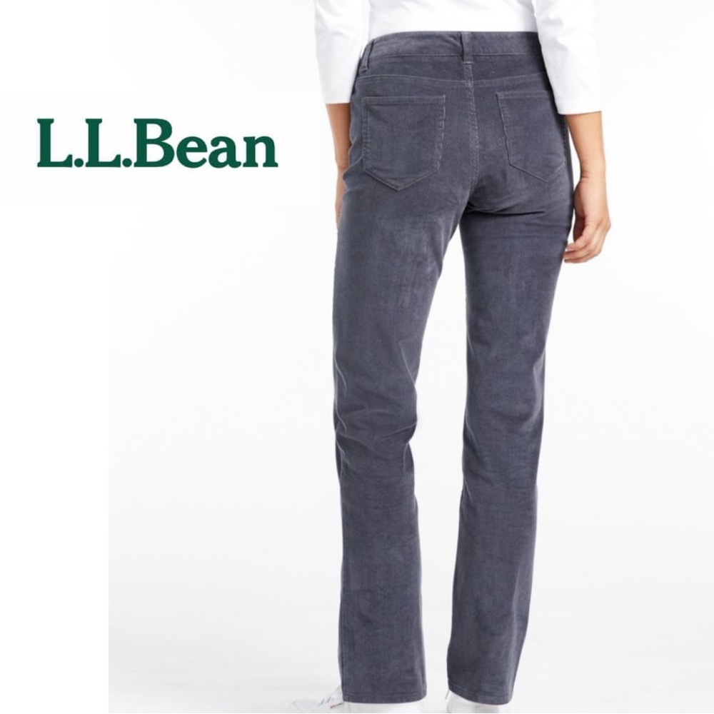 LL Bean Women's Corduroy Pant, Mid-Rise Straight-Leg - Blue Size 14